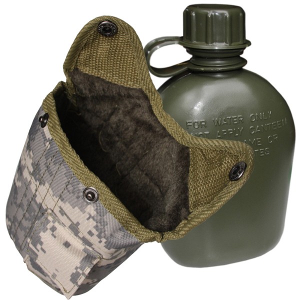 MFH US canteen, detachable, lined cover with snaps